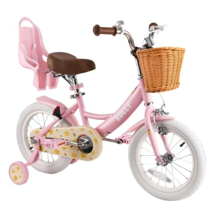 Fruit Bike 12 14 16 Inch Bicycle for Girls Ages 2-7 Years Training Wheels Included Girl Bikes with Basket Doll Seat 12 14 16 In