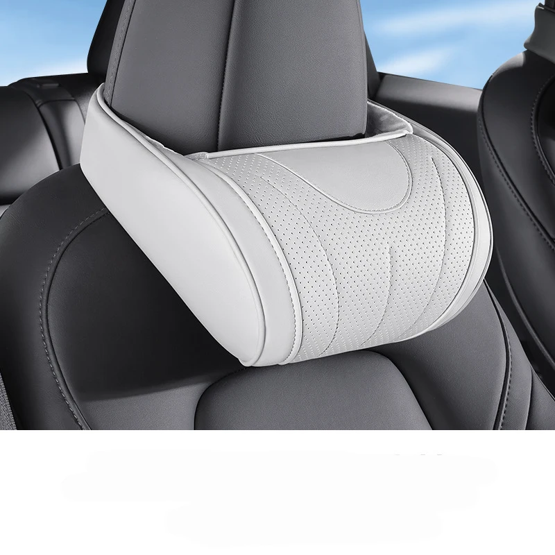 Car Neck Pillow Headrest Breathable Leather Auto Head Pillow Universal Soft Memory Foam Seat Headrest Cushion for Sports Seats