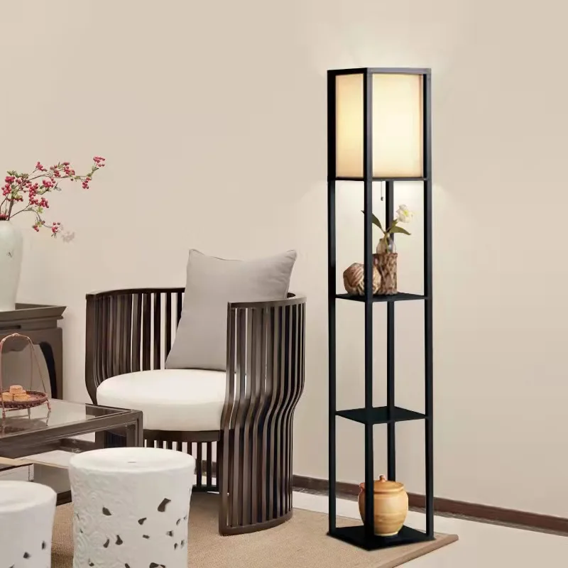 

LED Modern Shelf Floor Light with White Shade and LED Bulb Bedroom Floor Light