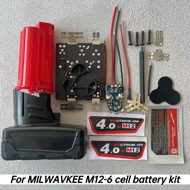 Battery Casing Material Set for Milwaukee M12-6 Replaceable Cell Battery Kit Electrician Power Tool Maintenance Accessories