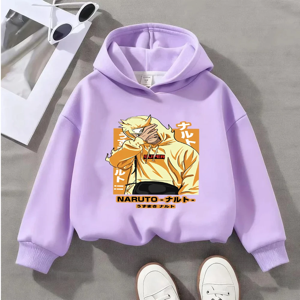 ナルトのアニメプリントが入ったキッズパーカー - 男の子、女の子向けの超スタイリッシュなカジュアルプルオーバー、柔らかく快適な漫画キャラクタースウェットシャツ