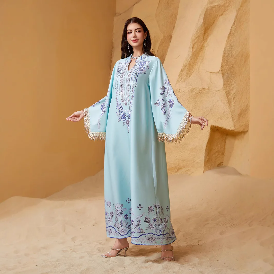 ขายร้อนเชือกเย็บปักถักร้อยชุดราตรีหรูหราผู้หญิงมุสลิม A-Line แขนยาวชุดราตรีที่กําหนดเองแฟชั่น PARTY คํา Robe