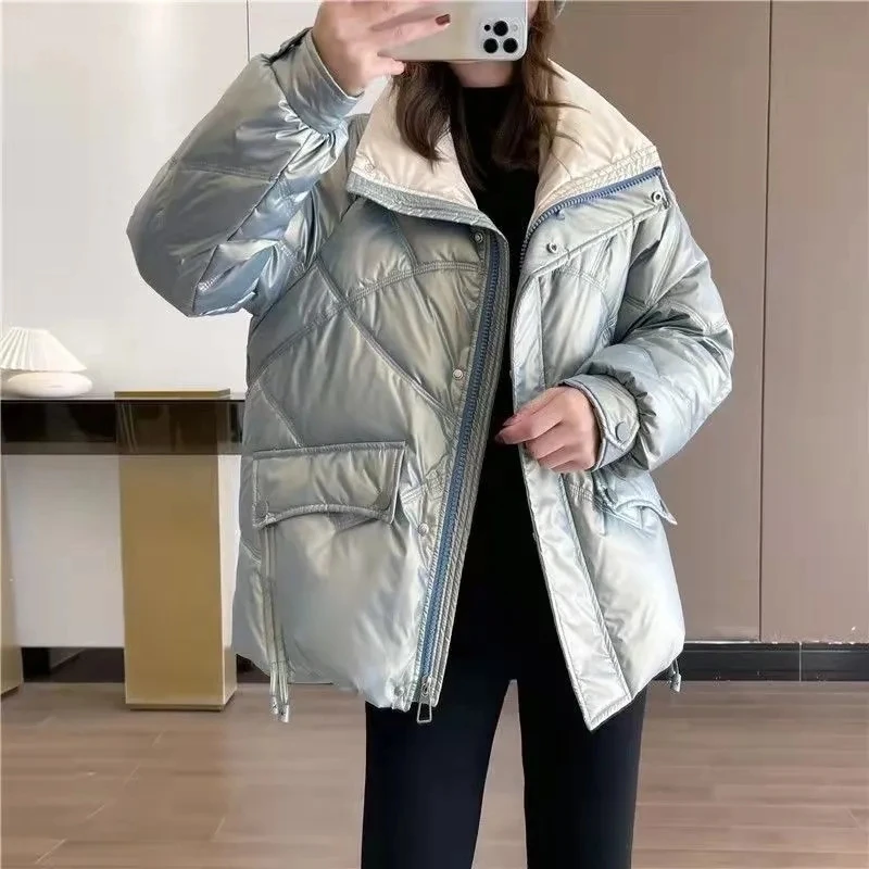 

Brightening face wash women's cotton-padded jacket 2023 winter new Korean version loose cotton-padded jacket