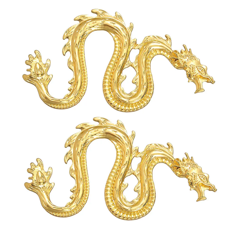 1Pair Golden Dragon Shaped Ear Studs Lasting Color Retention Stylish Lightweight Earrings for Women Daily Wear Festival Gift