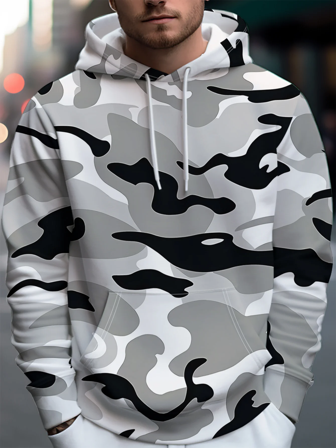 New model: men’s hooded long-sleeve loose-fitting casual printed basic sweatshirt. Perfect for young people in spring, summer, a