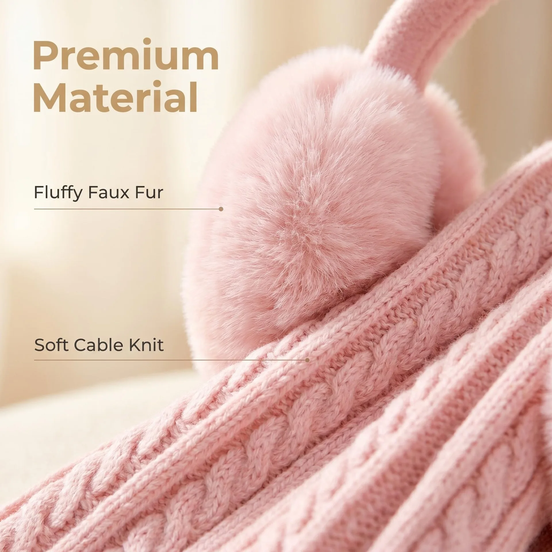 Kids Winter Earmuffs Scarf Gloves Set Solid Color Warm Knit Neck Scarf Full Finger Glove for Boys Girls Winter Accessories 3-10Y view 3