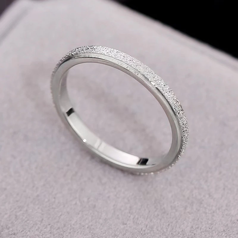 Nouveau empilable acier inoxydable argent givré bague 2mm bague simple taille 3 - 10 acier givré bague unisexe bague de fiançailles de mariage