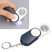 Magnifying Glass 10X  Magnifying Glass Double Layer Lenses Folding Handheld Mini Magnifier Keyring with LED Light