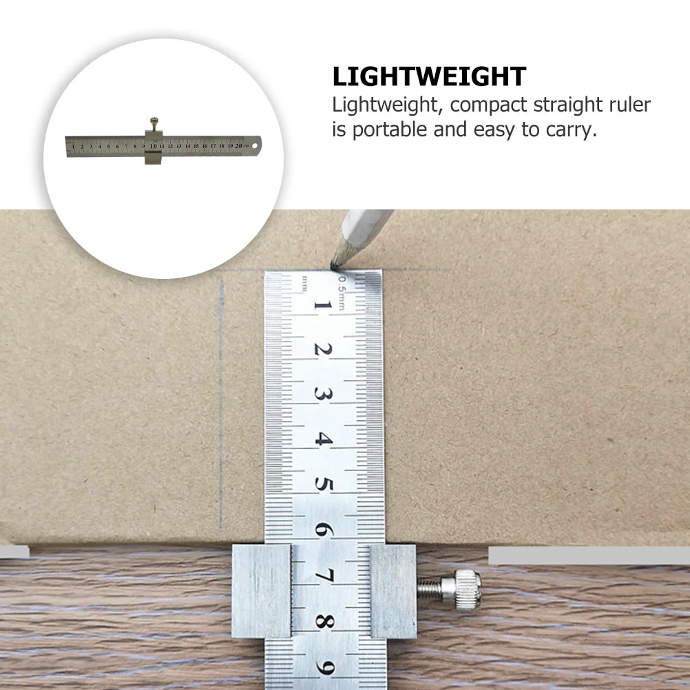 Règle de mesure et de calcul en acier inoxydable, jauge de travail droite, clip de clôture d\'arrêt, marquage de précision, outil de butée de