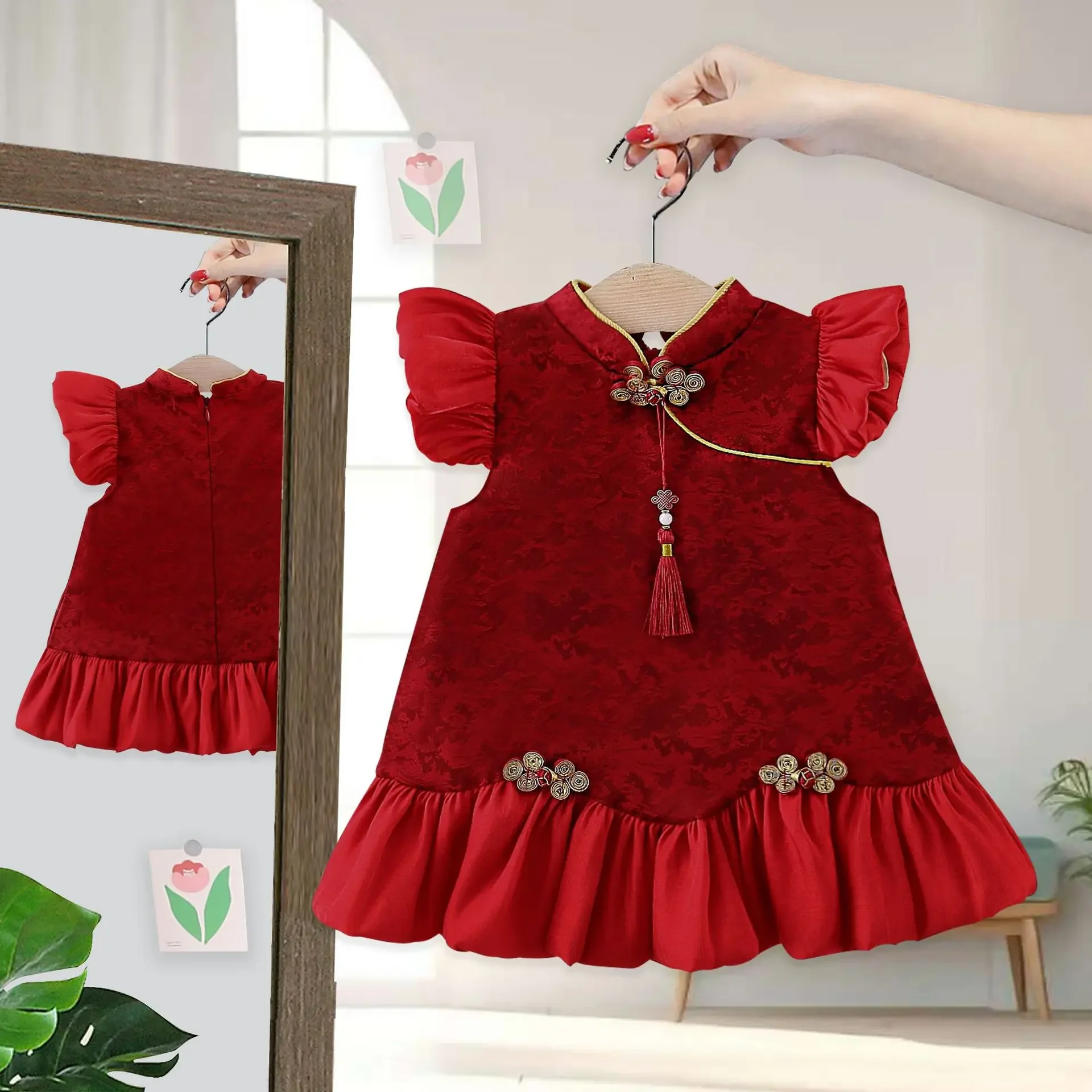 

Детская одежда, летнее платье Cheongsam в стиле ретро для девочек, детское платье в китайском стиле в западном стиле, стильное платье