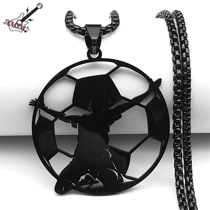 

Hiphop Soccer Football Goalkeeper Pendant Necklace For Women Men Stainless Steel Gold Color Sports Style Male Chain Jewelry
