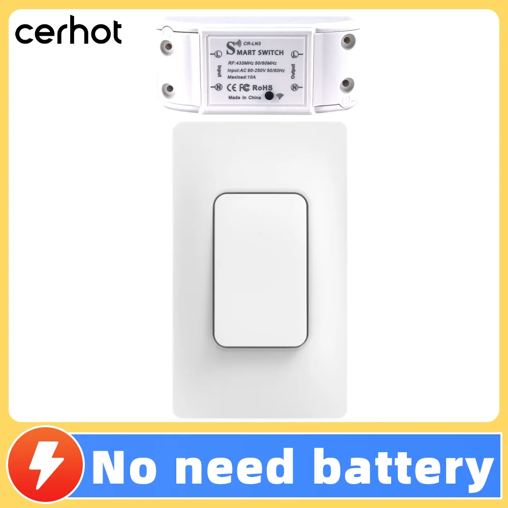 

Cerhot Smart Home Self Powered Wireless Switches For Lights Kinetic Light Switch Kit Remote Light Switches Wireless Push Button