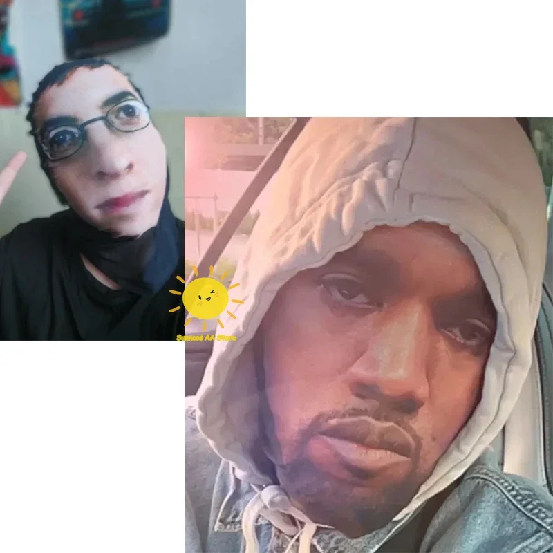 Máscara Kanye de cara completa 2 Pac nueva máscara de malla Visual impresa en 3D simulación personalizada Rap Star Cosplay sombreros para juegos de