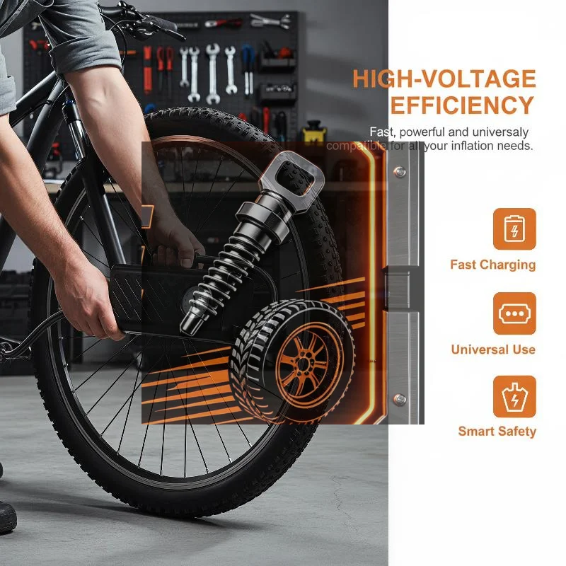 Portable Wireless Car Tire Inflator Accurate Digital Gauge Fast Cold Inflation for Bike RV Travel Emergency Kit