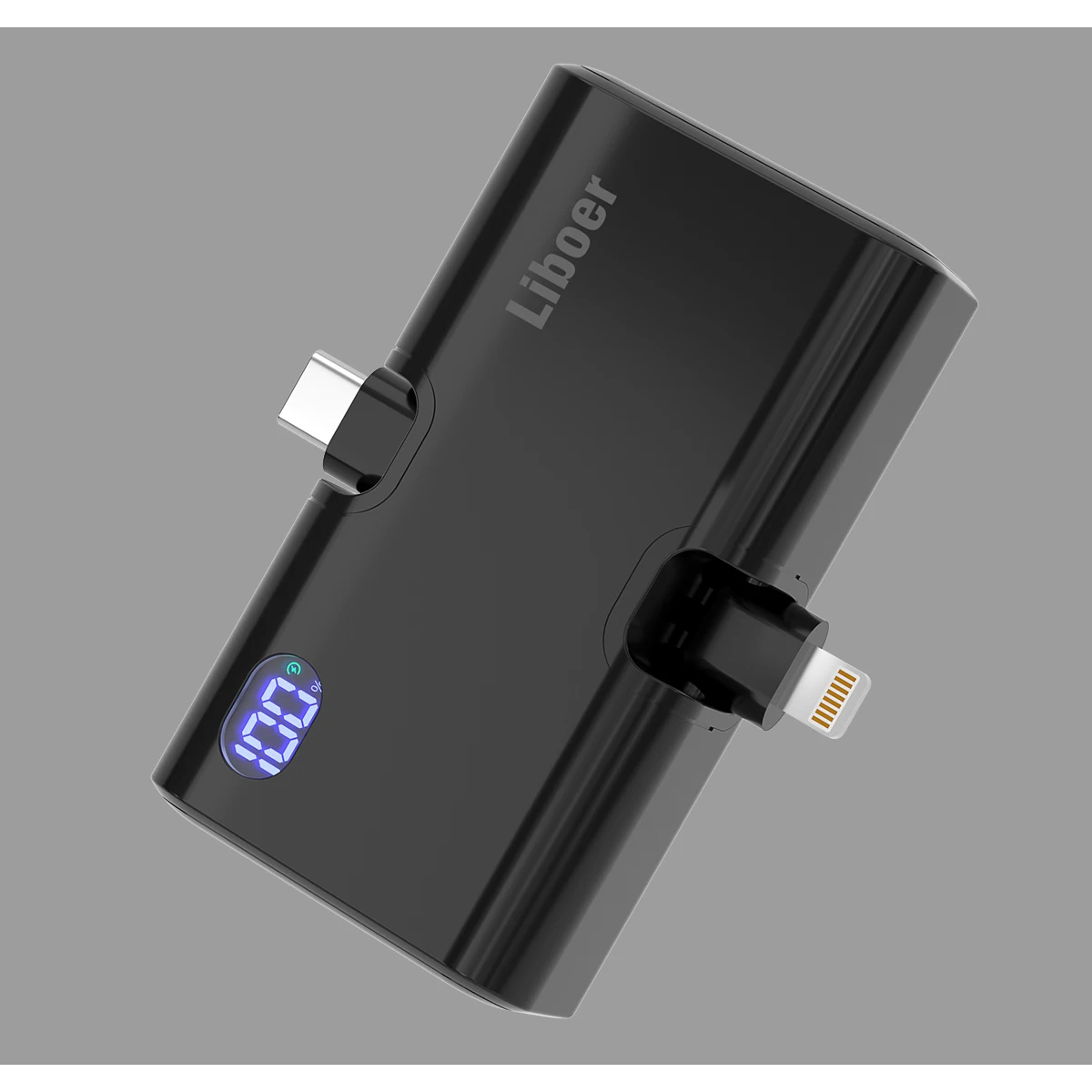 Mini batería portátil 2 en 1 con puerto Lightning plegable y batería externa de carga rápida USB-C para iPhone Samsung Xiaomi OPPO