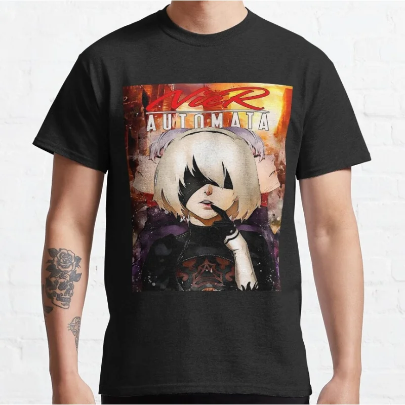 

1205 Nier Automata 2B YoRHa Anime Gift t shirt Kawaii Waifu graphic tee Cyber Punk Y2K Clothes 100% cotton Large size Tops S-6XL