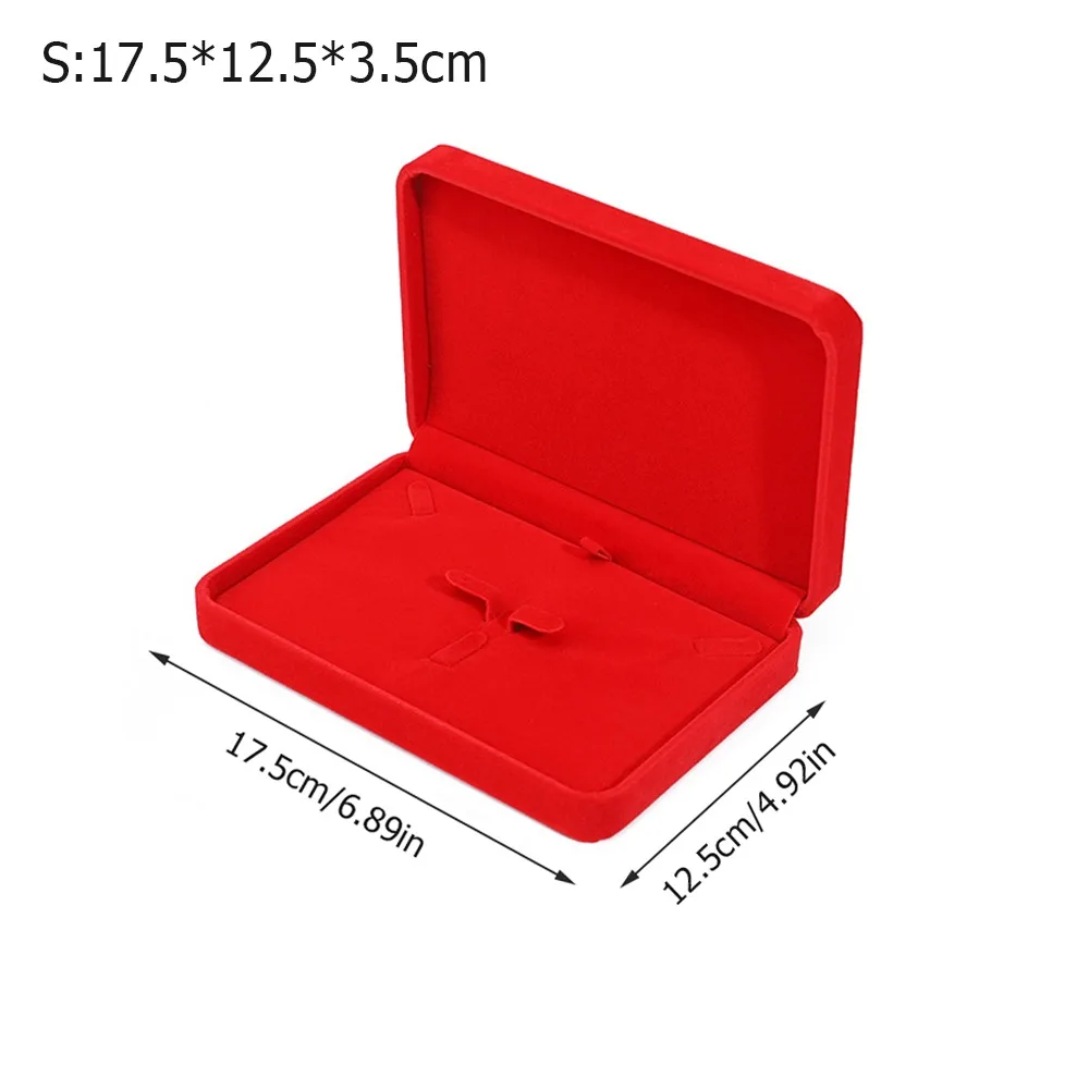 Luxury Velvet Jewelry Display Case Solid Color Portable Ring Earring Holder Jewelry Packaging Box Gift Box