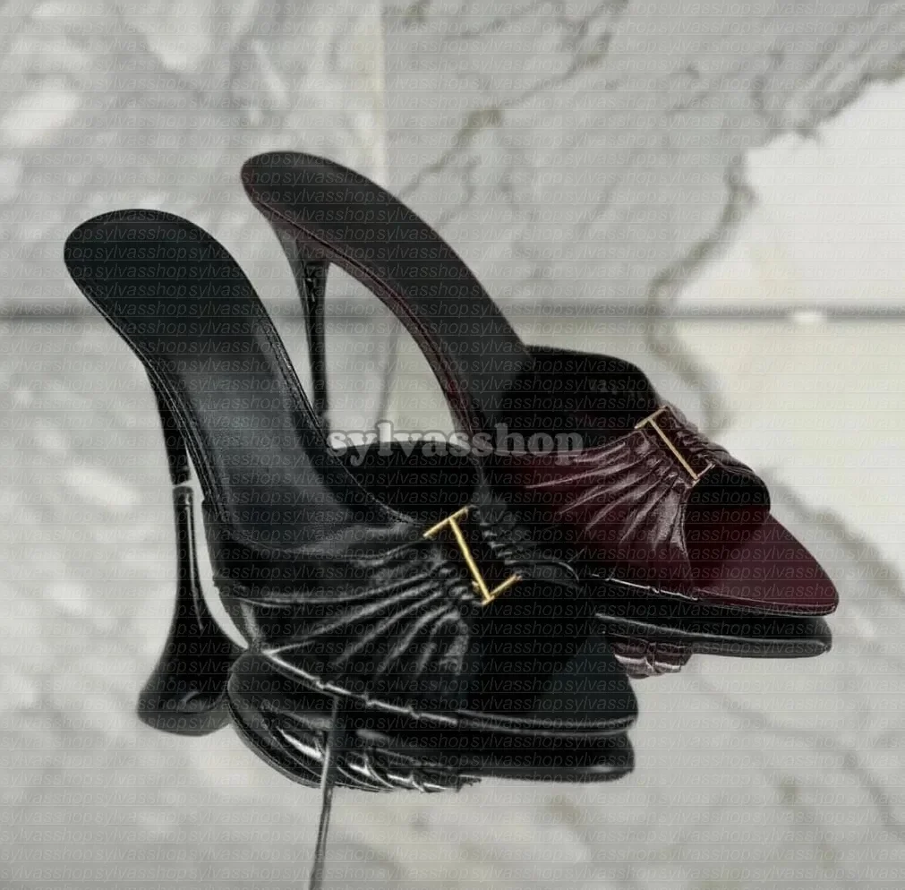 

Элегантные женские туфли-мюли OPYUM из натуральной кожи с металлической пряжкой и открытым носком, роскошные сандалии на шпильке