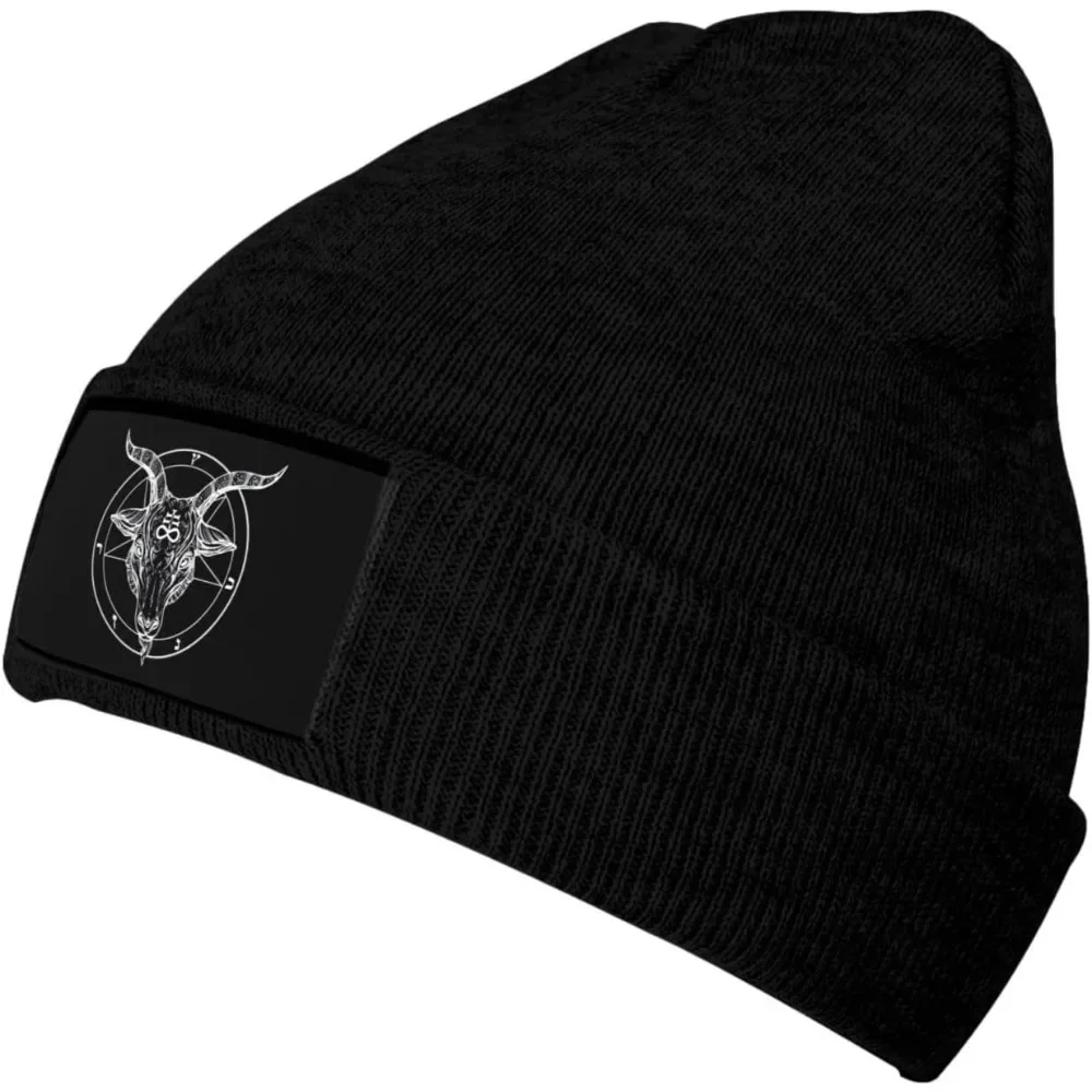 Baphomet Satanist Goat Ram Men's Knit Beanie Hat, Warm and Stylish Winter Cap