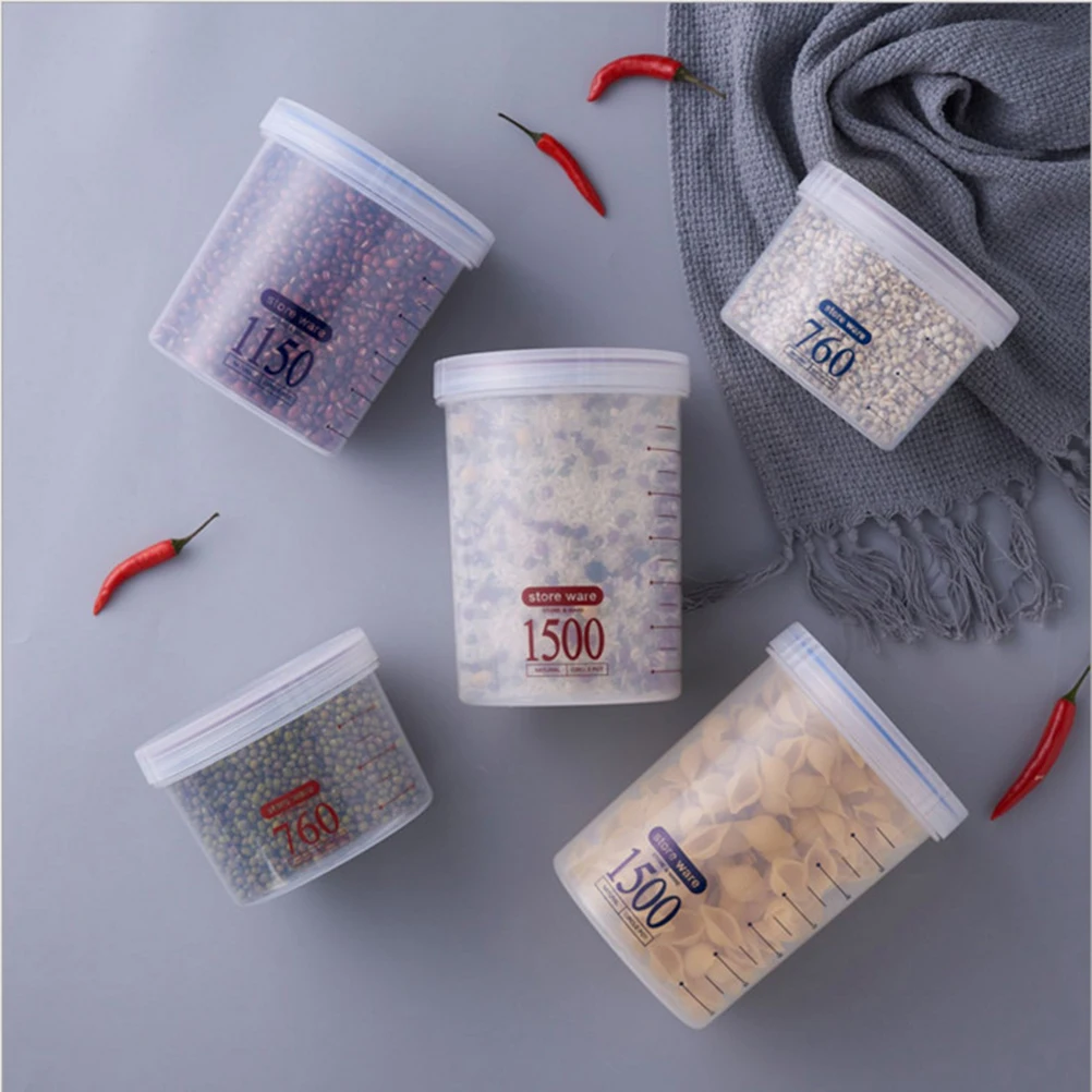 

1500 Ml Sealed Jar Plastic Storage Container Leak Proof Lids Food Dispensers Cereal Bottle Dry Snacks Safe Transparent Household