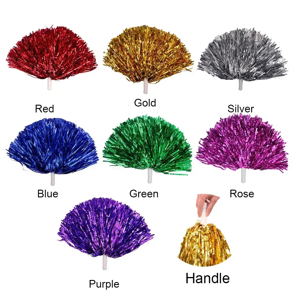 

20 г пластиковая ручка с двойным отверстием, металлический стример для черлидинга, помпон для поддержки, декоратор для клуба, спортивные принадлежности, 2 шт., случайный