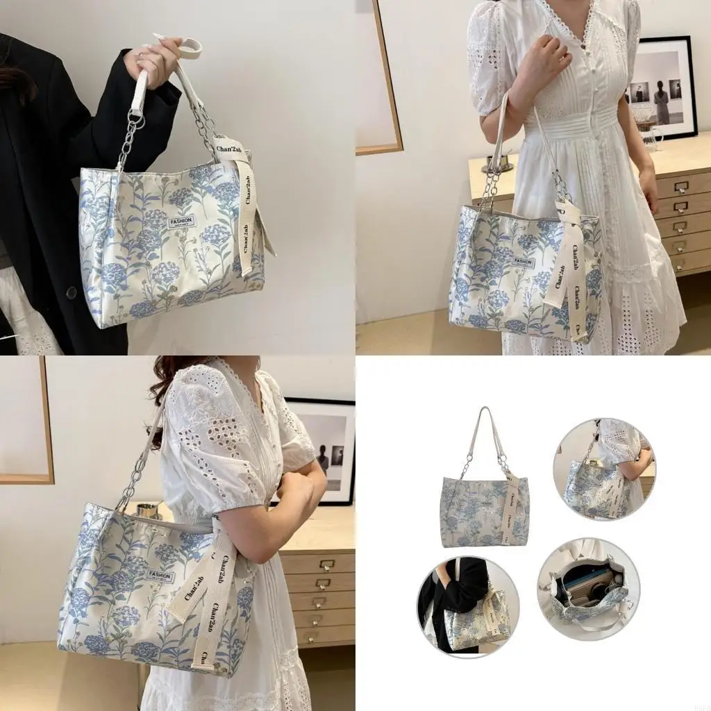 

Холщовая сумка с вышитым цветком и верхней ручкой для женщин, большая повседневная сумка через плечо