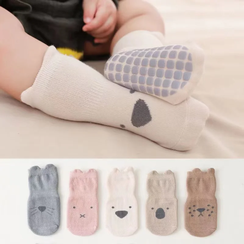 3 Pairs/Lot Cartoon Newborn Socks Children\'s Anti-slip Socks Spring and Autumn Cute Boy Cotton Baby Toddler Socks