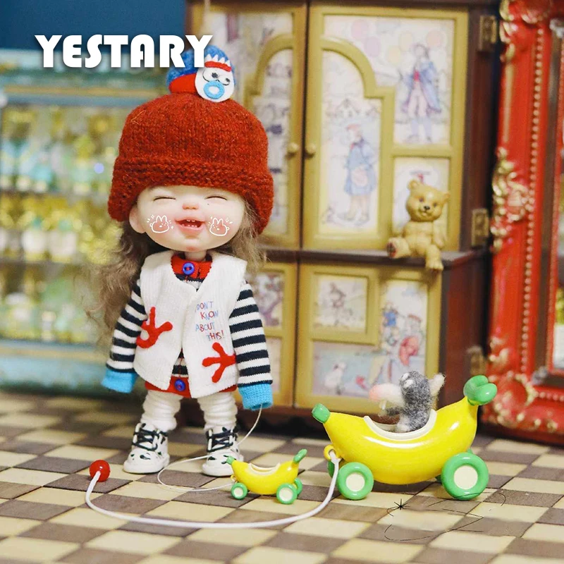 YESTARY BJD Doll Accessories Cute Banana Cart Toys For 1/6 Blythe Ob11 1/12 Dolls Accessories Toys Trolley Miniature Items