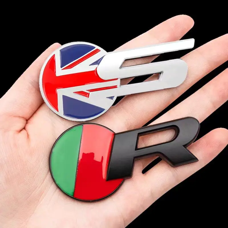 3D Metal S R Logo Car Sticker Side Fender Rear Trunk Emblem Badge Decals for Jaguar X-TYPE F-TYPE XE XF XJ XJR XFR Accessories