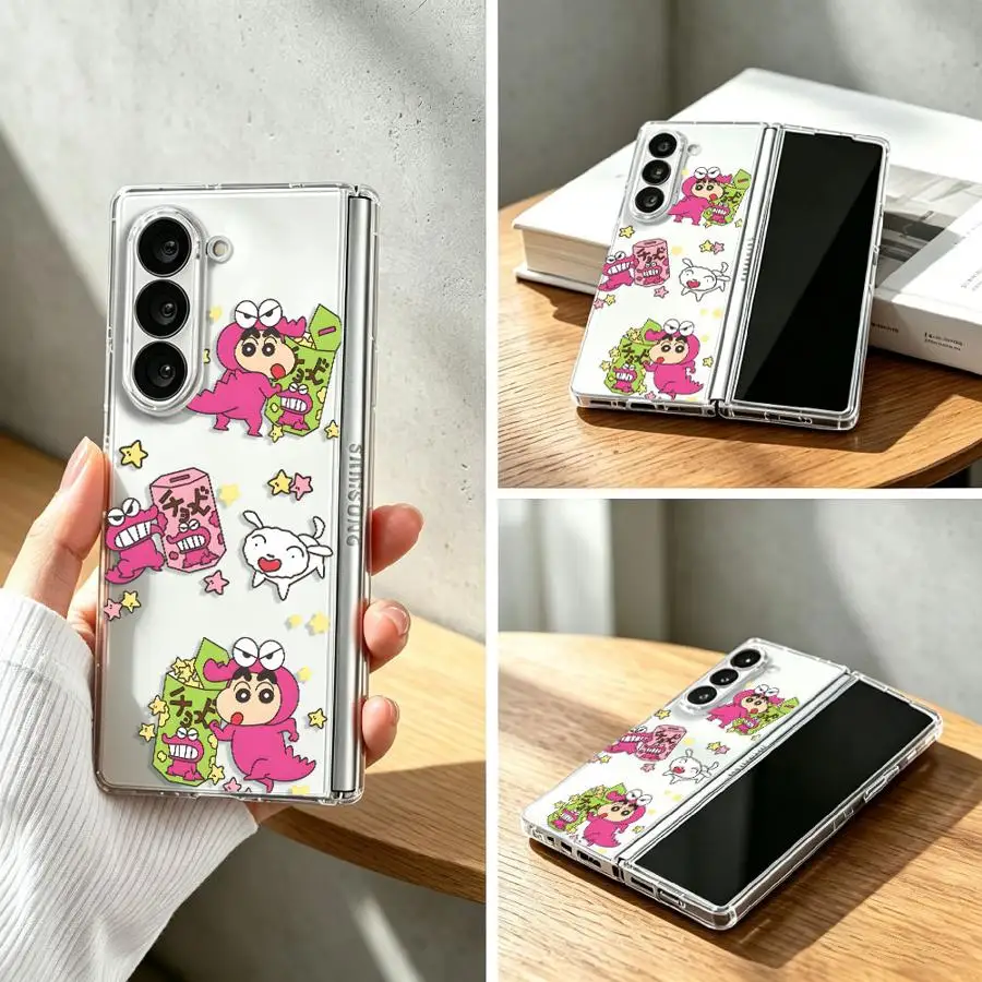 Cute Crayon Shin Chan Case for Samsung Galaxy Z Fold 8 Ultra ZFold5 ZFold6 ZFold4 ZFold7 Z Fold 7 6 5 4 3 ZFold3 Phone Funda