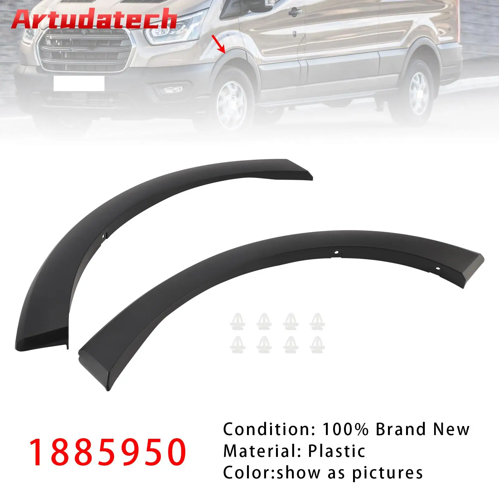 

Artudatech 2pcs Front Wheel Arch Moulding Trim Right & Left For Ford Transit Mk8 1885950 Car Accessories