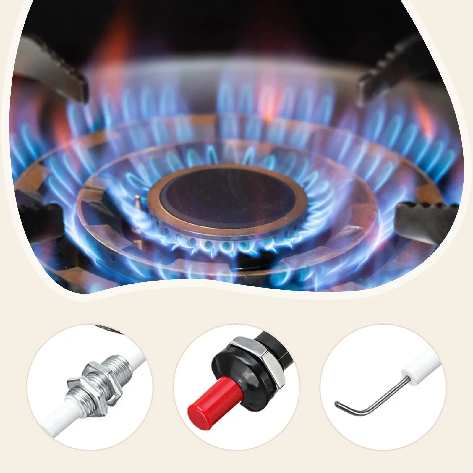 طقم بيزو بزر ضغط مع طقم موقد شواية غاز سيراميك، سلك 30 سم لشواية الغاز