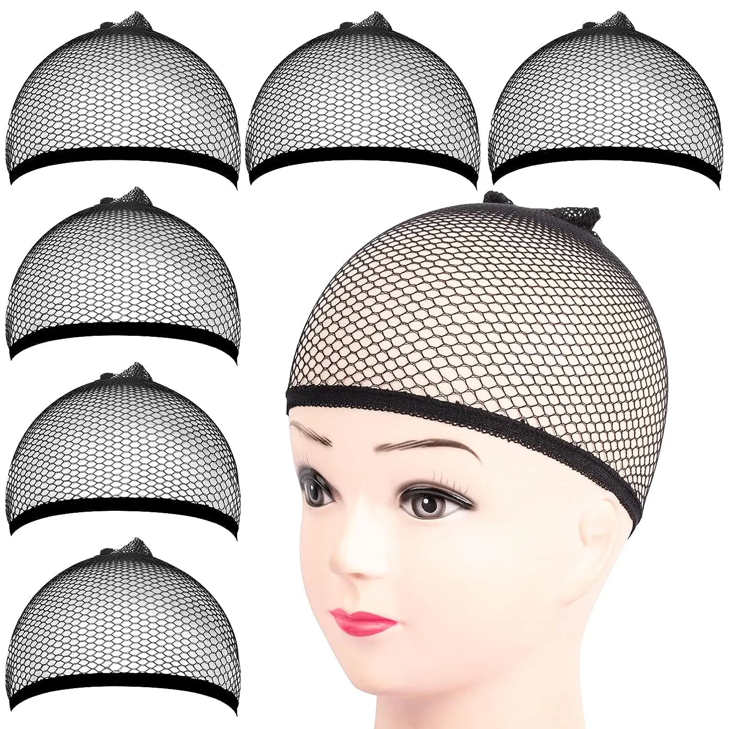 6PCS Wig Cap Black Mesh Wig Cap Net Closed End Hair Mesh Net Liner Weaving Caps for Women Men Wig Caps for Halloween Cosplay