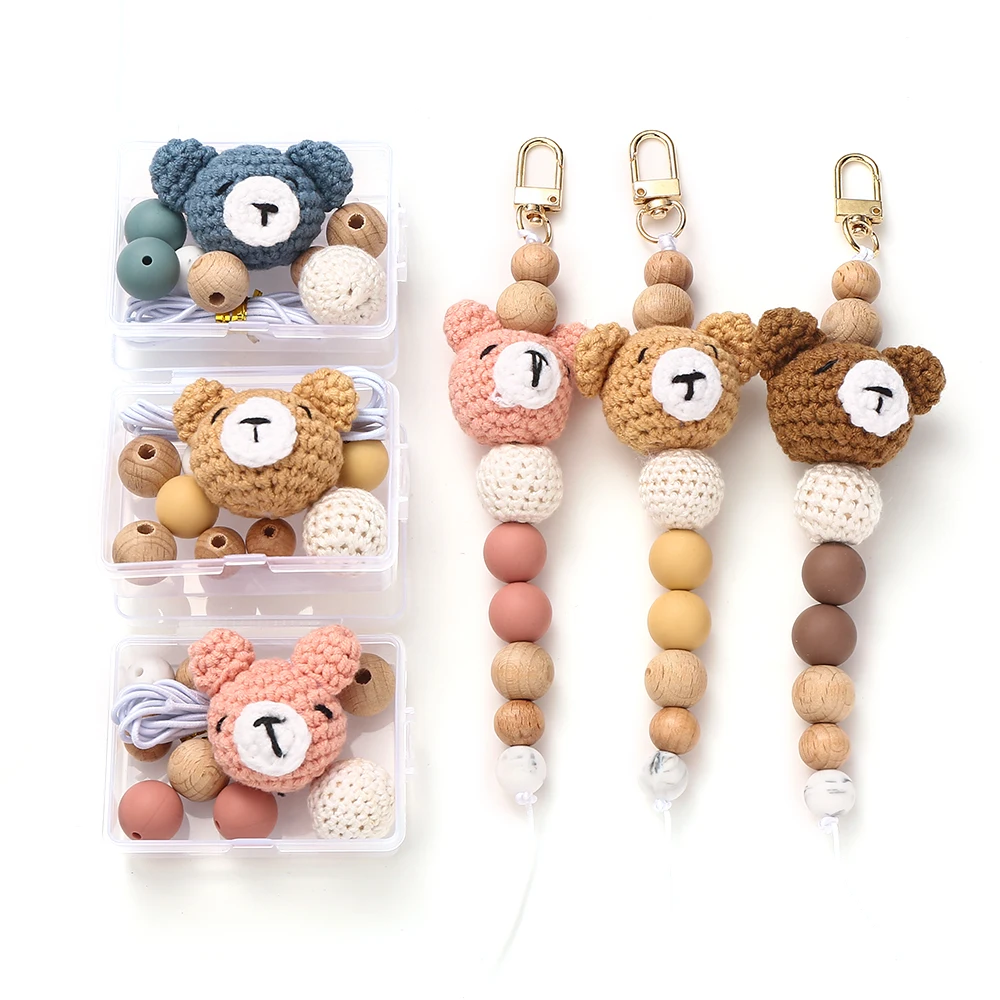 New Silicone Beads Round Cotton Woven Animal Loose Beads Set DIY Keychain Bracelet Pacifier Chain Accessories For Jewelry Making