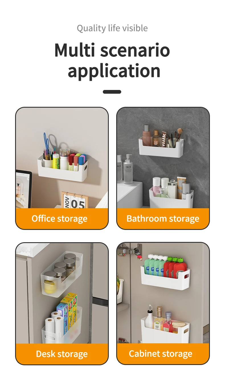 Wandmontierter Büroschrank mit Tür, Aufbewahrungsbox, Haken für Frischhaltefolie und Aufbewahrungstaschen, für Büro und Küche – Detail 9