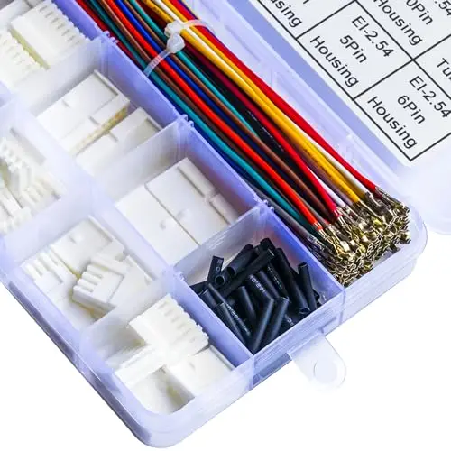 2.54 Female Connectors and 22AWG Cables JST 2.54mm Connector Kit,2.54mm 2 * 2/3/4/5/6/7/8/9/10Pin Housing (YO-2.54mm)