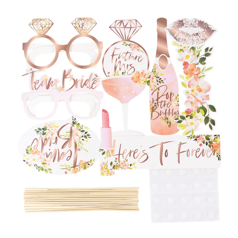 Wedding Party Decoration Handheld Photo Booth Props Lips Glasses Team Bride To Be Bridal Shower Party Photo Frame Supplies