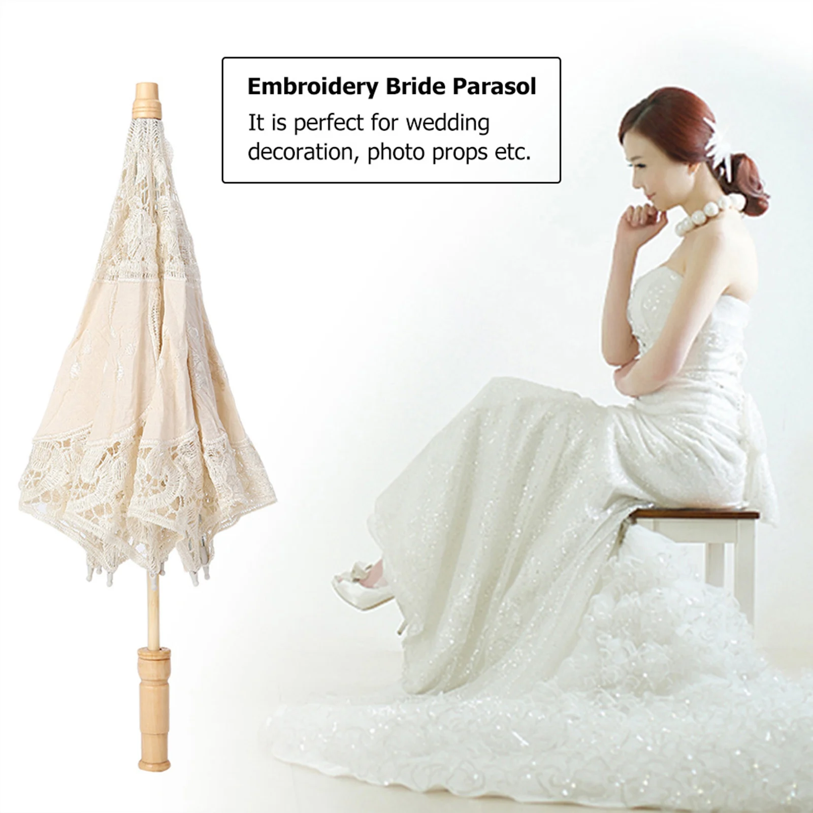 Handmade Lace Flower Embroidery Parasol Wedding Bride Photography Umbrella Handmade Umbrella Lace Flower Umbrella Lace Umbrella