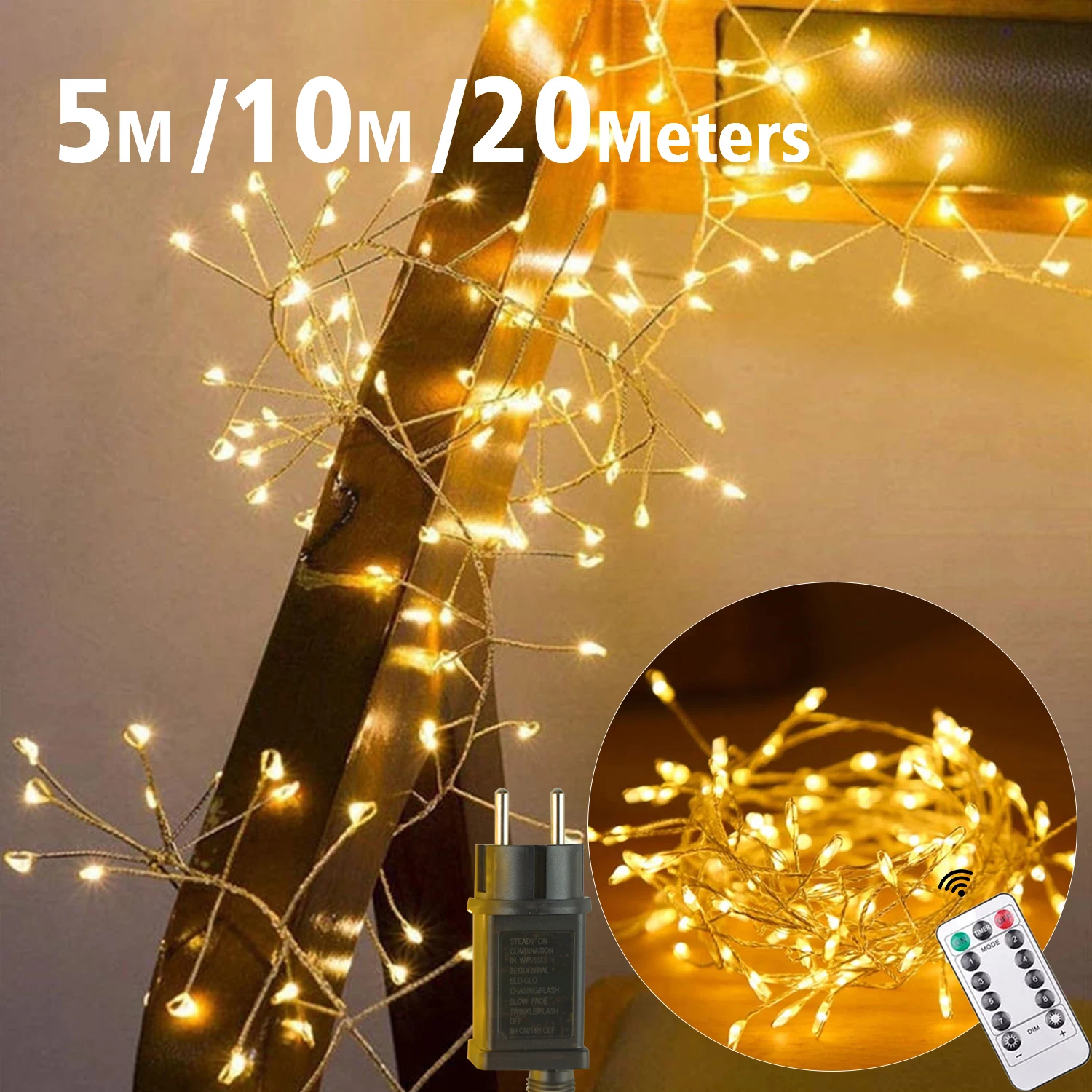 Tira de luces LED para decoración de exteriores, iluminación para fiestas navideñas, 3M, 100 V, 10M, 220 LED