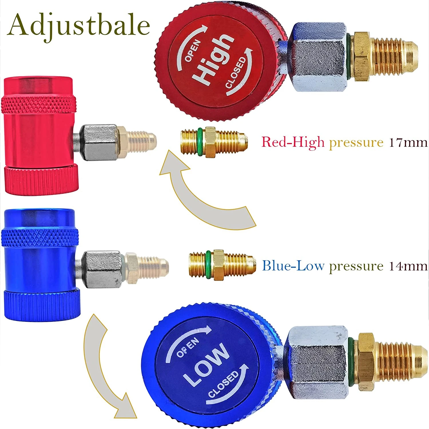 R1234yf Quick Connector Adapter Auto AC High/Low Side R1234yf Quick Couplers Refrigerant Adapters Conversion Kit