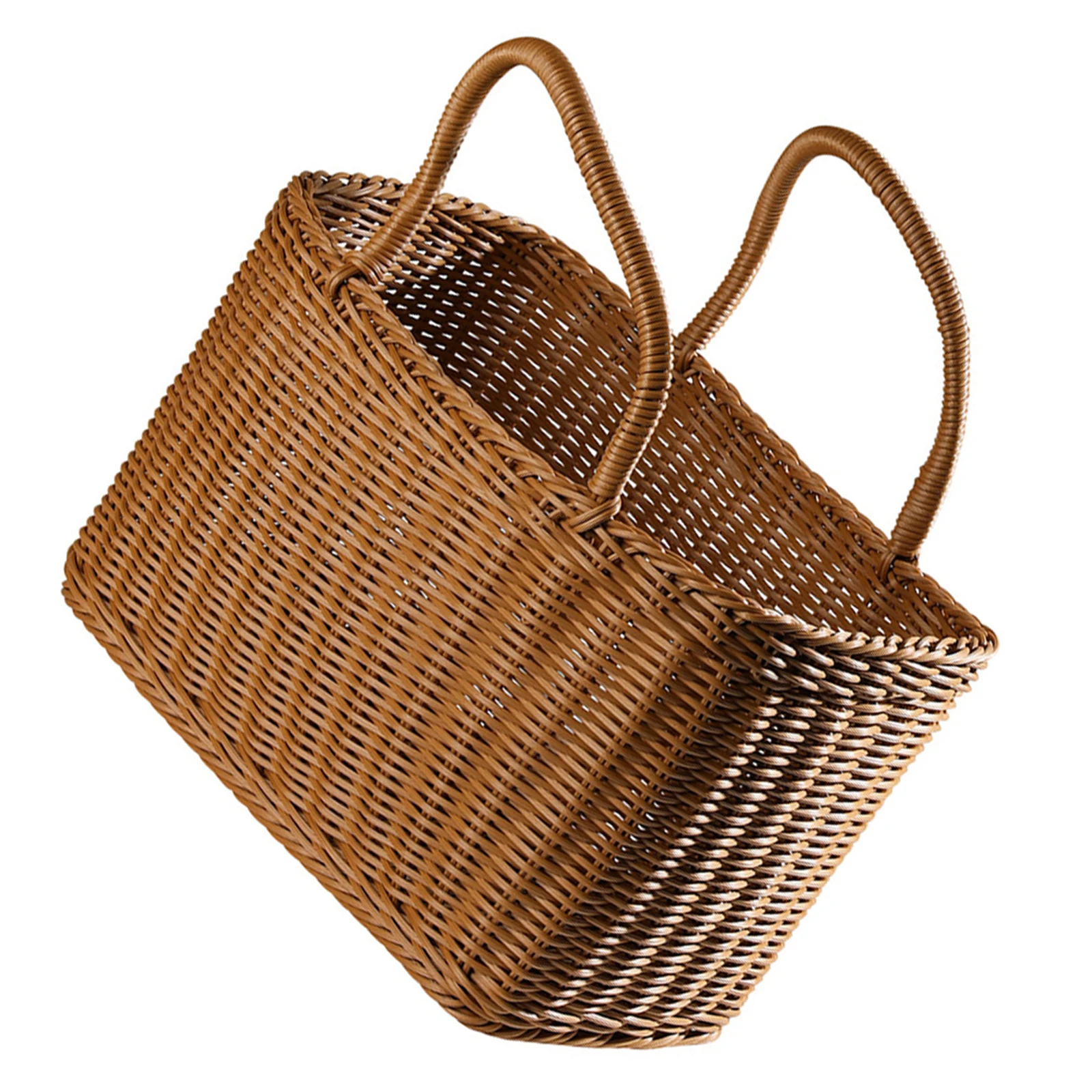 

1pc Woven For Storage Decorative Flower Basket Hand Woven Rattan Basket Household Organizer Bin Home Bedroom Living Room