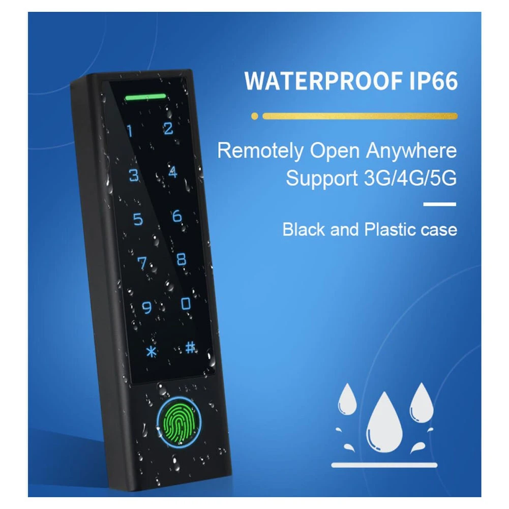 安定した性能-プラスチックケーススリムブラックキーパッドTuya Wifi Ttlock指紋ドアエントリーシステムアクセスコントローラー125khzカードリ