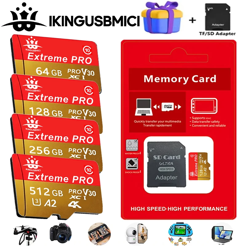 Micro TF/SD Card TF Cards Memory Card SD Cards 64GB 128GB 256GB Quick Transfer Class 10 U3 for Nintendo Switch Camera Dash Cam
