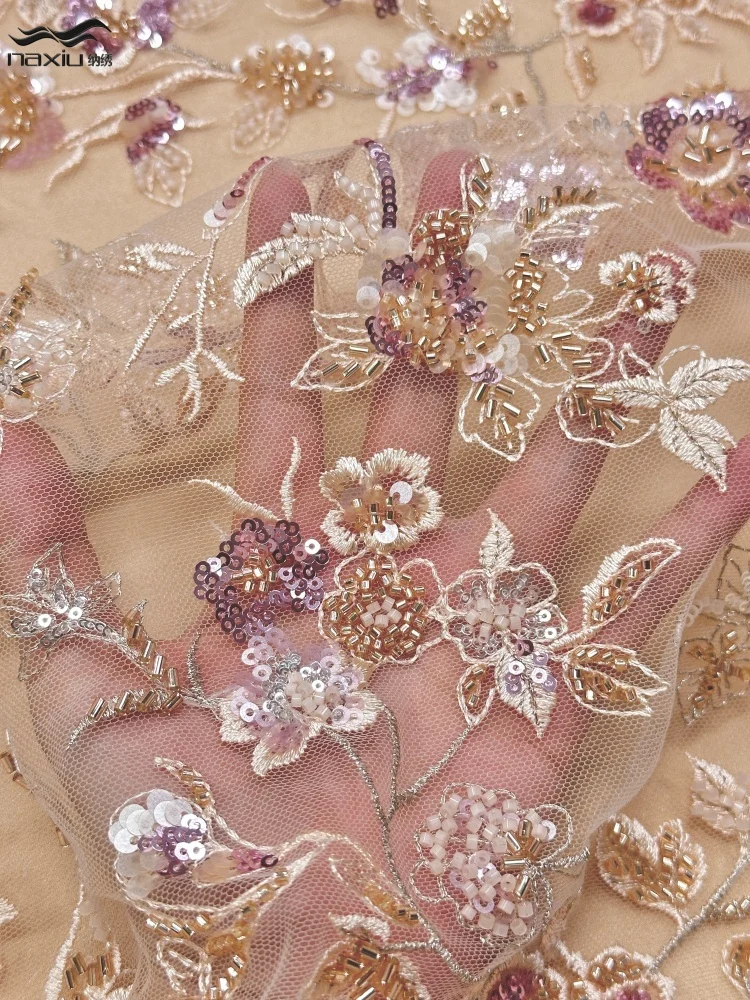 

Madison Luxury Sequins Lace Fabric 2026 High Quality French African Beaded Lace Fabric Nigerian Embroidery Fabric For Dress