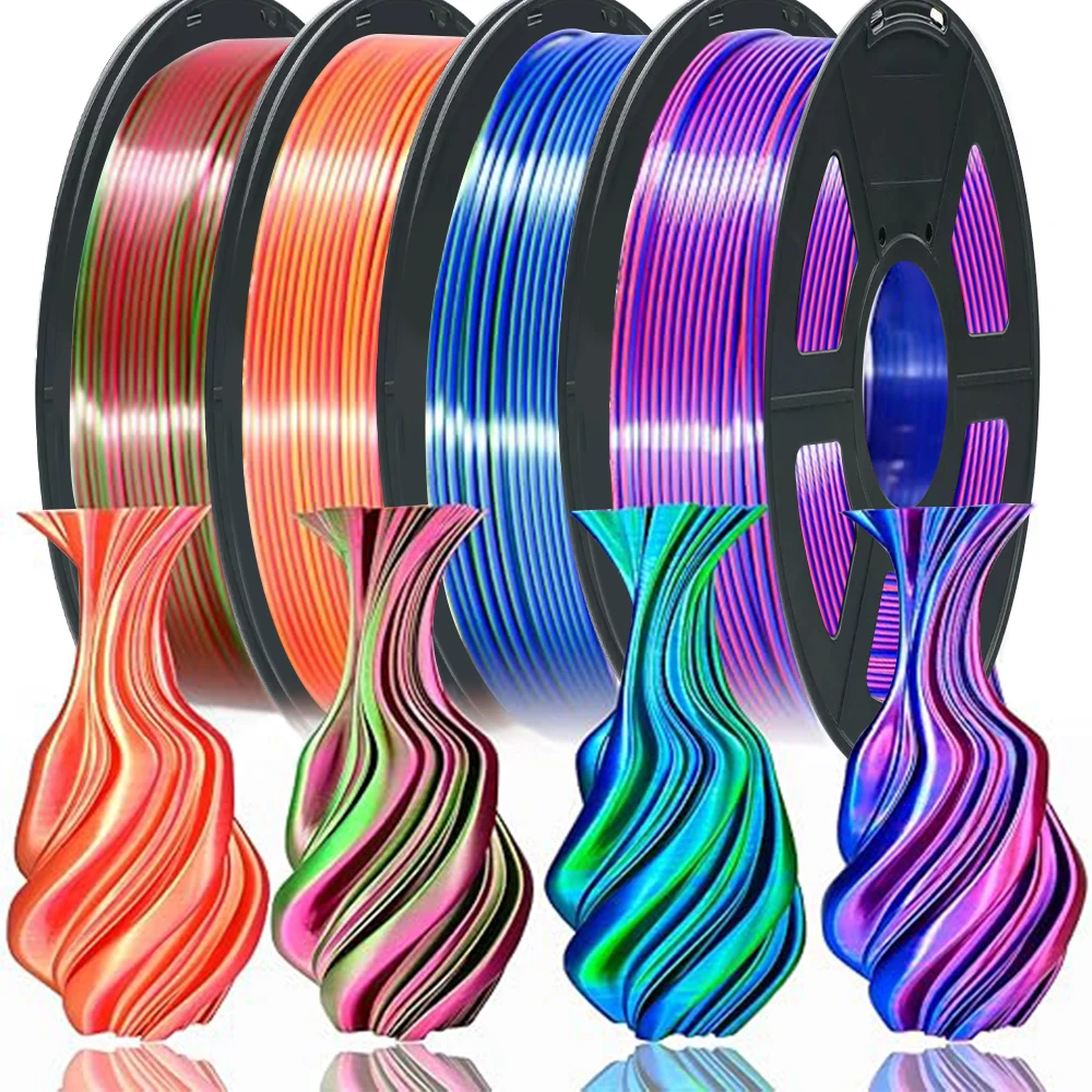 

200G Filament PLA Silk 3D Printer Filament 1.75mm Dual Color PLA Rainbow Filament PLA Gradient Tri-color Filament Color Change