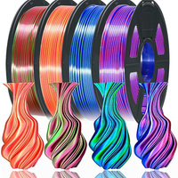 200G Filament PLA Silk 3D Printer Filament 1.75mm Dual Color PLA Rainbow Filament PLA Gradient Tri-color Filament Color Change