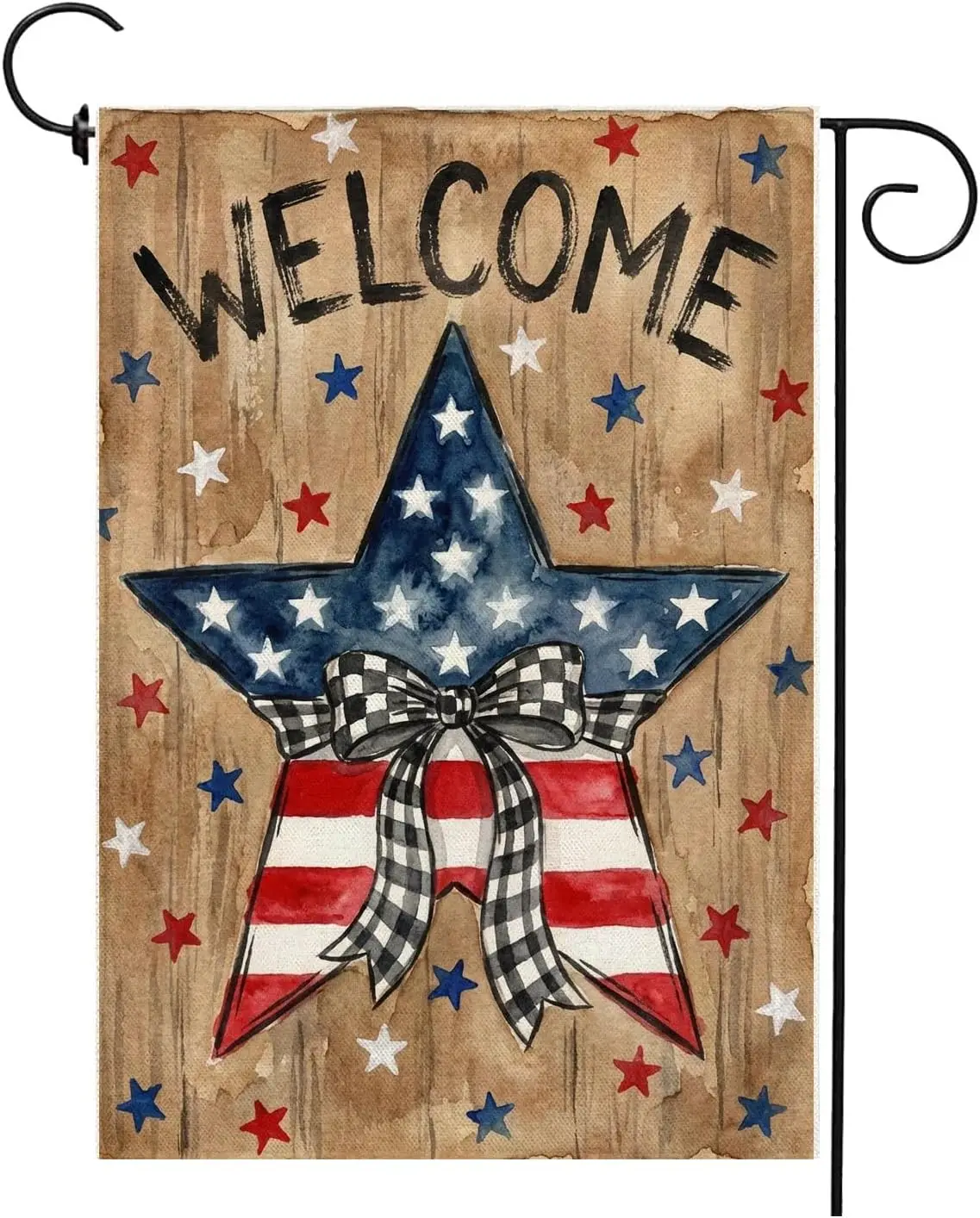 Welcome star 4th of July Garden Flag 12x18 Inch Double Sided Outdoor Independence Day Patriotic America Funny Home Yard Deco aaz