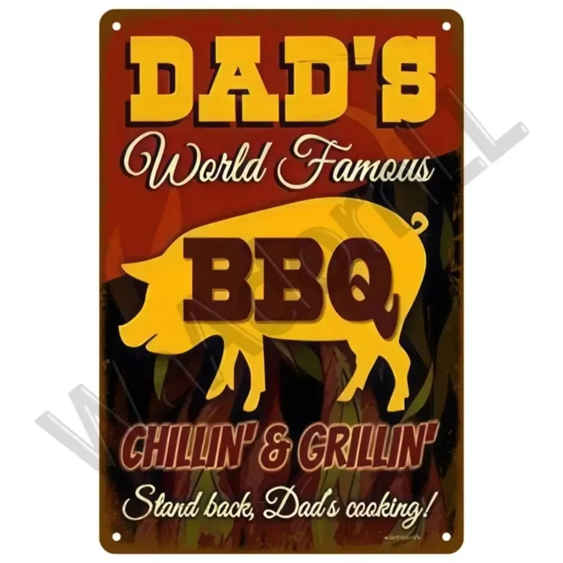 Retro BBQ Grill King Metal Tin Sign - 