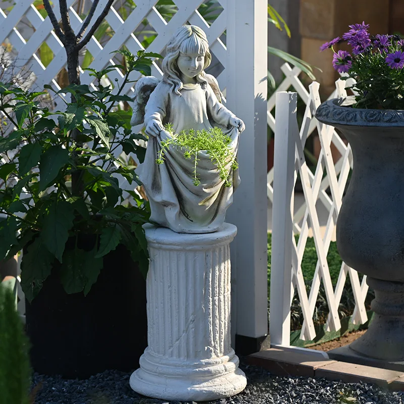 Vintage Do Old Roman Column Pedestal Stand Round FlowerPot Holder for Plant Classic Garden Decor Entrance Balcony Display Base