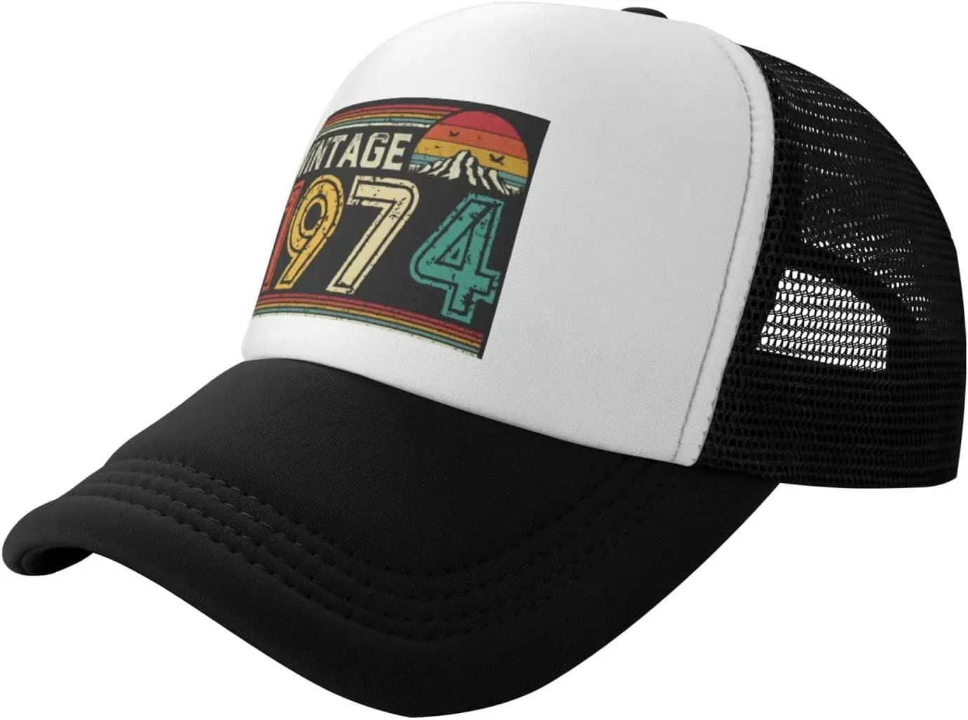 50 Years Old Vintage 1974 50th Birthday Funny Gift Trucker Hat Women Mesh Baseball Cap Men Dad Hat Snapback Hat Black